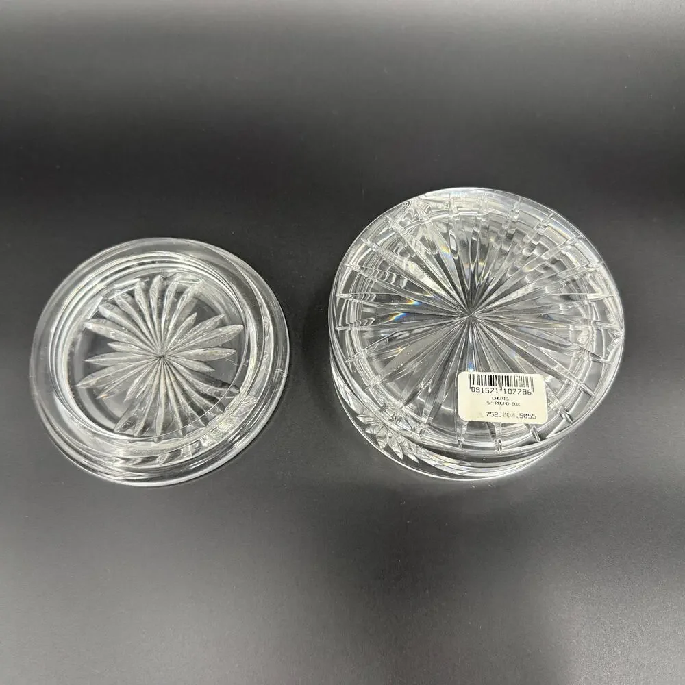 Marquis by Waterford Crystal glass Round Calais Box & Lid Hollywood Regency Glam